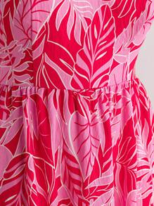 Soleia Váy maxi chữ A cổ chữ V in hoa màu hồng cỡ lớn cho nữ, phong cách kỳ nghỉ - Nhiều màu - Xem 8