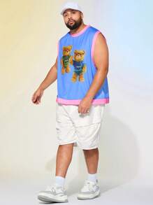 EASEVO Plus Size Men's Loose Casual Woven 3D Pocket Bermuda Shorts - White - View 3