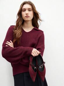 CUCCOO BIZCHIC Retro Style Striped Button Design Square Toe Flat Shoes, Simple Casual Comfortable Classic Vintage Solid Color Velvet & PU Leather Splice Women Mary Jane Flats, Suitable For Work, Campus, Commute Spring Shoes Spring Break Easter - Burgundy - View 3