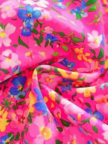 SHEIN Swim 2pcs Women Ditsy Floral Spaghetti Strap Halter Crop Top And Low Waist Thong Bikini Set, Minimalist & Sexy Daily Swimwear, For Summer Beach Vacation - Multicolor - View 6