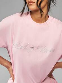 MISSGUIDED Oversized Diamante Maid Of Honour T-Shirt - Pink - View 4