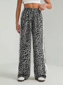 SHEIN Tall 女士休闲豹纹侧蝴蝶结裤