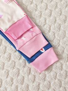 Set de 3 piezas de pijama para niña, con estampado de vida marina por todas partes, ajustado, cuello redondo, manga larga y pantalón largo, conjunto de prendas de dormir