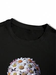 PAVTROS Camiseta casual de cuello redondo de manga corta con estampado de letras y números para hombre - Negro - Ver 5