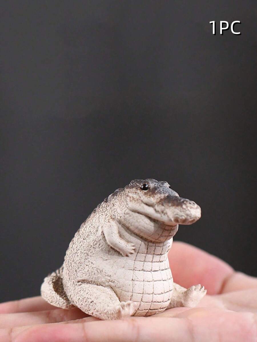 1pc Mini Pet Crocodile Ornaments, Cool Personalized Decor, Handmade Tea Ceremony Tea Set Accessories, Tea Table Tea Play, For Home Decoration, Home Decoration Best Gifts - Khaki - View 1