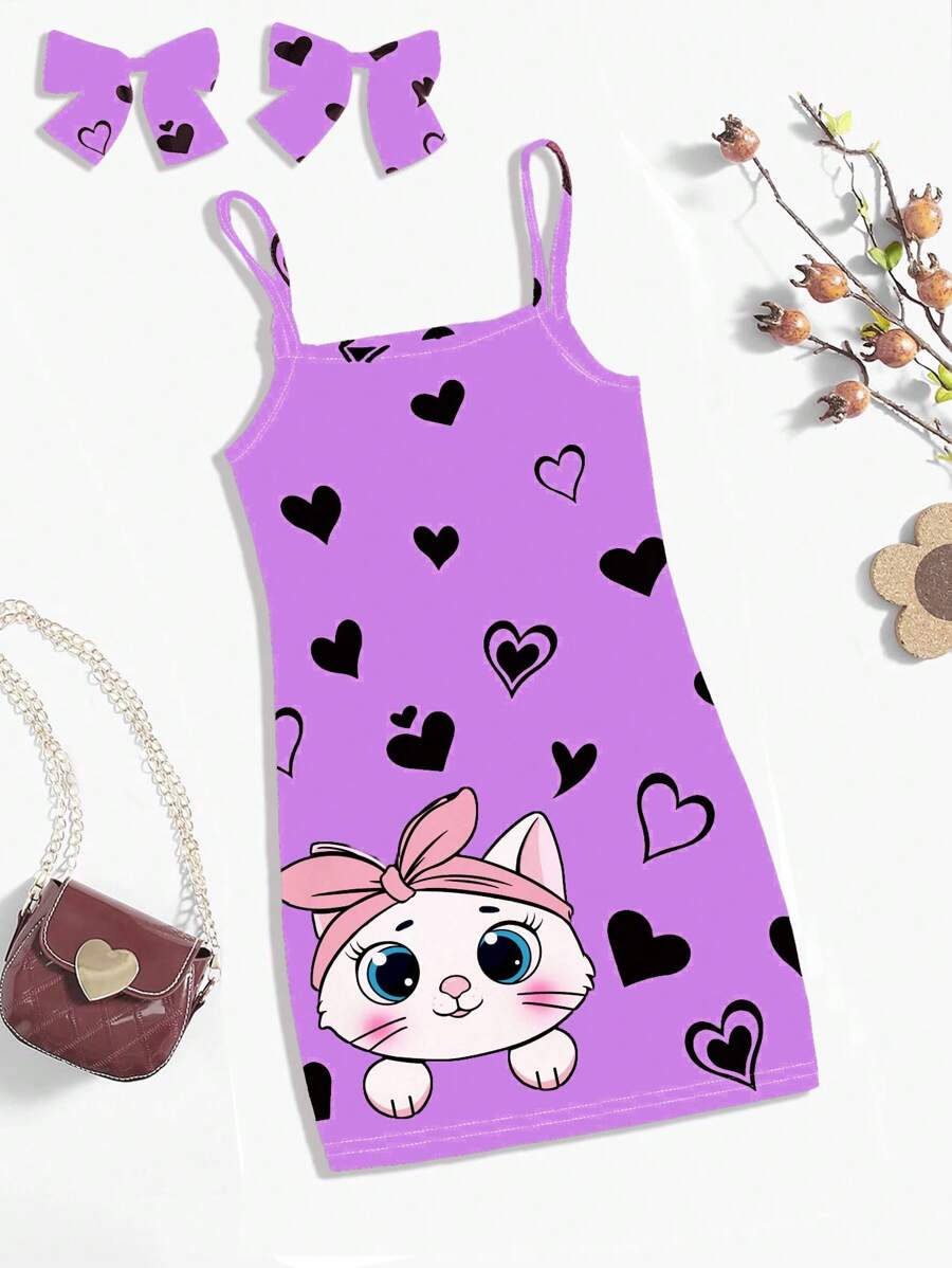 女婴休闲简约贴身细肩带连衣裙，适合夏季 - 白色 - 查看 1