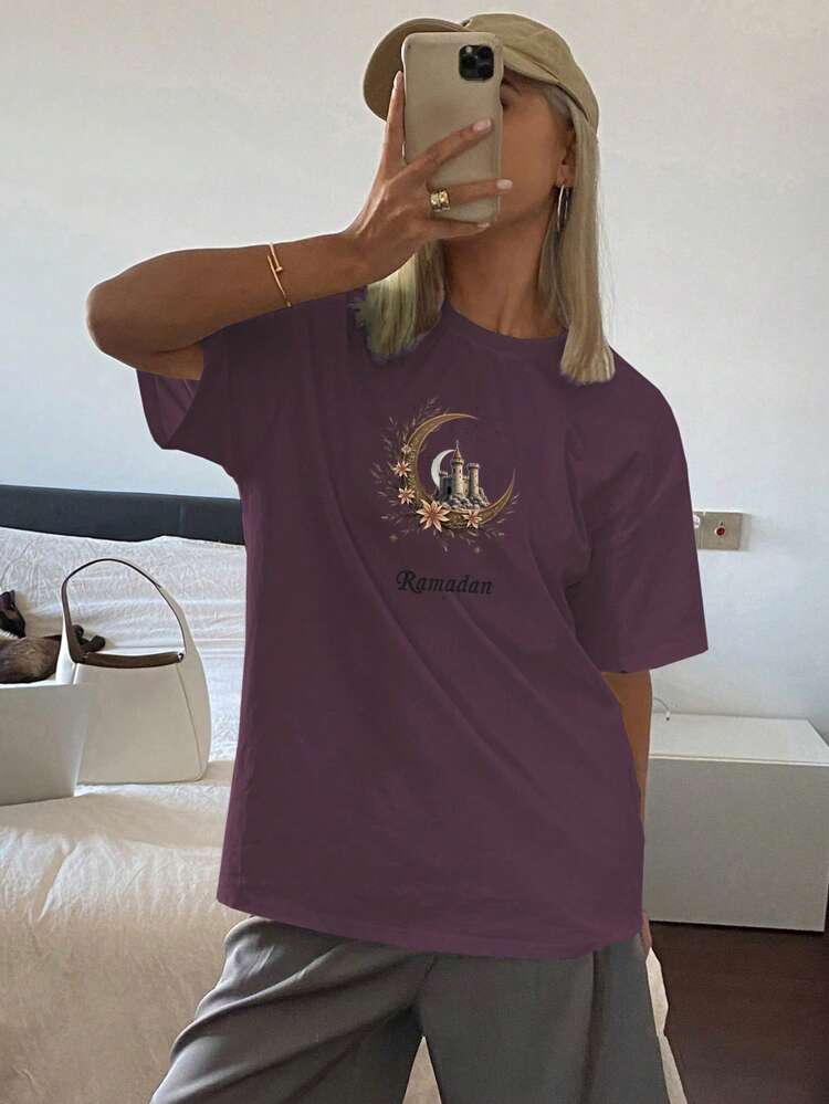 Women Solid Color Crew Neck Loose Fit Long Sleeve T-Shirt Oversized T-Shirt,Graphic Tees