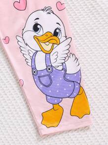 2pcs Young Girl Cute Duck Pattern Casual Comfortable Short Sleeve T-Shirt And Pants Homewear Set Girl Clothes For Kids Set Pj Sets For Kids Girl Clothes For Kids Young Girls Sets Sets For Girls Kids Kids Clothes Sets Spring Summer Clothes