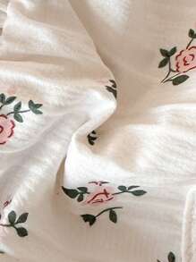 Vintaside Kids Baby Girl Holiday Christmas Casual Summer Beige White Camisole Top, Fresh And Elegant Color. The Use Of Crepe Strip Fabric, Full Of Print Ditsy Floral Pattern Is Full Of Pastoral Atmosphere, Very Lovely, The Shoulder Belt At The Cap Sleeve Decoration Is Added To The Playful Sense. Suitable For To Play, Home Leisure, Sports, School, Party, Etc - Beige - View 8