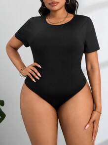 SHEIN PETITE CURVE 休闲纯色修身 T 恤紧身衣