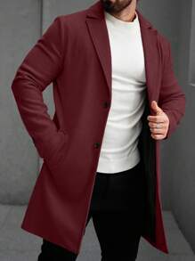 Manfinity Homme Áo khoác cổ trơn thường ngày cho nam, Thu/Đông - Màu Đỏ Sâu - Xem 6
