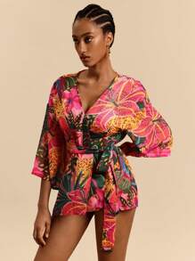 Travachic Vacation Chiffon Printed Women's Kimono Cover Up For Summer Beach Vacation - Blue and White - View 3