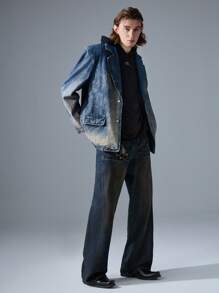 NEON BLANC Men's Casual Long Blue Woven Denim Pants - Dusty Blue - View 6