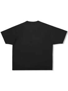 PAVTROS Camiseta casual de cuello redondo de manga corta con estampado de letras y números para hombre - Negro - Ver 4