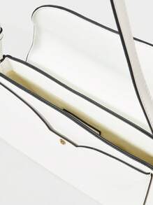 MOTF PREMIUM CONTRAST PIPING FLAP SHOULDER BAG - White - View 5