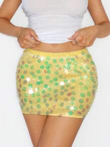 Zolique تنورة ترتر منخفضة الخصر باللون الأصفر للسيدات مناسبة للحفلات ، أعياد العطلات ، مهرجانات الموسيقى