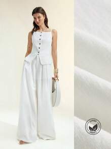 Arave Women's Business , Casual &Vacation Solid Color Linen Wide Leg Pants For & Pants, Outfits For Women,Vacation Outfits Woman Fall Women Clothes Fall Outfits Women Fall Autumn Clothes