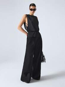 LYSMO 2025 New Arrival Avant-Garde Design Hollow Out Striped Pleated Sleeveless Top