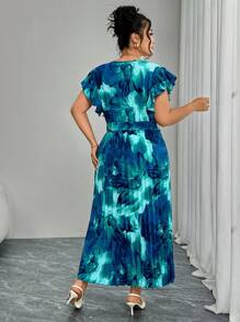 Modelyn 大码编织蓝色紧身褶皱连衣裙