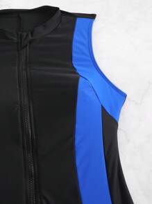 Swim SPRTY Women's Professional Competitive One-Piece Swimsuit, Sexy Black Zipper Front Activewear