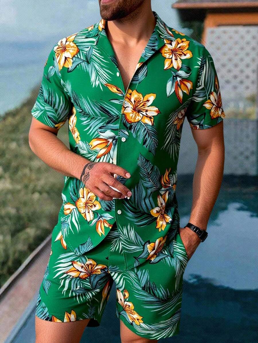 Manfinity VCAY 2 Completi di camicie casual a maniche corte con colletto polo da uomo, adatte per l'estate