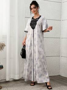 Yasmyna Women's Turkish Maxi Dress & Arabic Traditional Abaya, Modest Kaftan - Multicolor - View 4