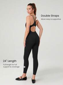 GLOWMODE 24 英寸 FeatherFit™-Air Insta-Cinch 收腹提臀双肩带 Life & Flow 紧身连体衣 低冲击瑜伽日常可拆卸罩杯