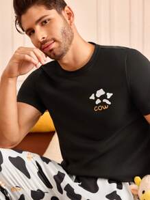 Happy Jammies Men's 2 Pieces Pajama Set, Short Sleeve T-Shirt And Pants, Casual And Fashionable For Daily Wear - Black - View 7