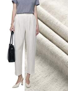 SHEIN Clasi Women Plain Color Casual Linen Pants - Apricot - View 2