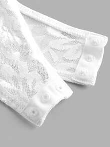 Opulessa Solid Color Knit Lace Slim Fit Long Sleeve Bodysuit & Pants 2pcs Women Set