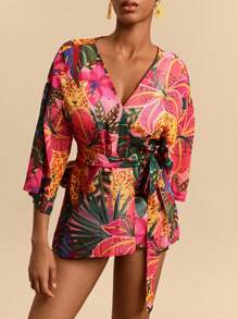 Travachic Vacation Chiffon Printed Women's Kimono Cover Up For Summer Beach Vacation - Blue and White - View 5