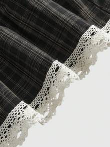 ROMWE 可爱女孩休闲学院风撞色蕾丝花边吊带背心