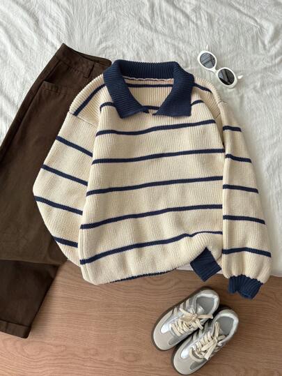 Elamini Women's Colorblock Striped Turtleneck Knit Sweater, Autumn/Winter Knit Pullover Fall