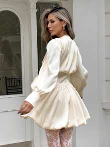 SHEIN Essnce Vestido de satén de unicolor con bajo de tulipán para mujer, elegante estilo francés para citas