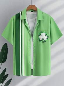 Manfinity Homme Camisa informal de manga corta, minimalista y de moda para uso diario