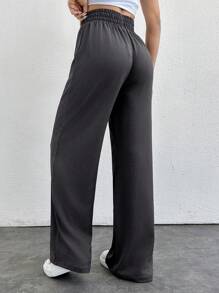 RueChic Women Beige Comfy Comfort Relaxed Relax Fit Pant - Dark Grey - View 2