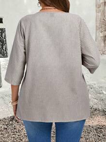 EMERY ROSE 大码女式乡村休闲 3/4 袖条纹宽松秋季衬衫、女式春夏季衬衫、女式夏季衬衫、女式乡村休闲上衣、波西米亚风女式圣帕特里克节、度假女式衬衫、日常休闲装