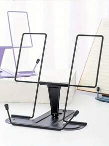 SHEIN 1 件金属书架书架适用于书桌，可调节阅读支架，便携式食谱文件夹，坚固的打字支架，适用于食谱教科书平板电脑音乐书籍，带页夹，重返校园 - 均碼 - 查看 2