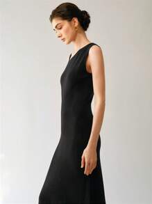 Gloray Knitted French Style Elegant Strapless Asymmetric Seamless Bodycon Dress, Suitable For Spring/Summer - Black - View 4