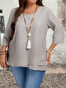 EMERY ROSE 大码女式乡村休闲 3/4 袖条纹宽松秋季衬衫、女式春夏季衬衫、女式夏季衬衫、女式乡村休闲上衣、波西米亚风女式圣帕特里克节、度假女式衬衫、日常休闲装