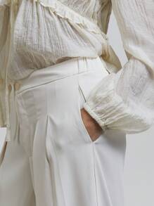 Athîral Women's Solid Color Pocket Straight Leg Simple Casual Pants