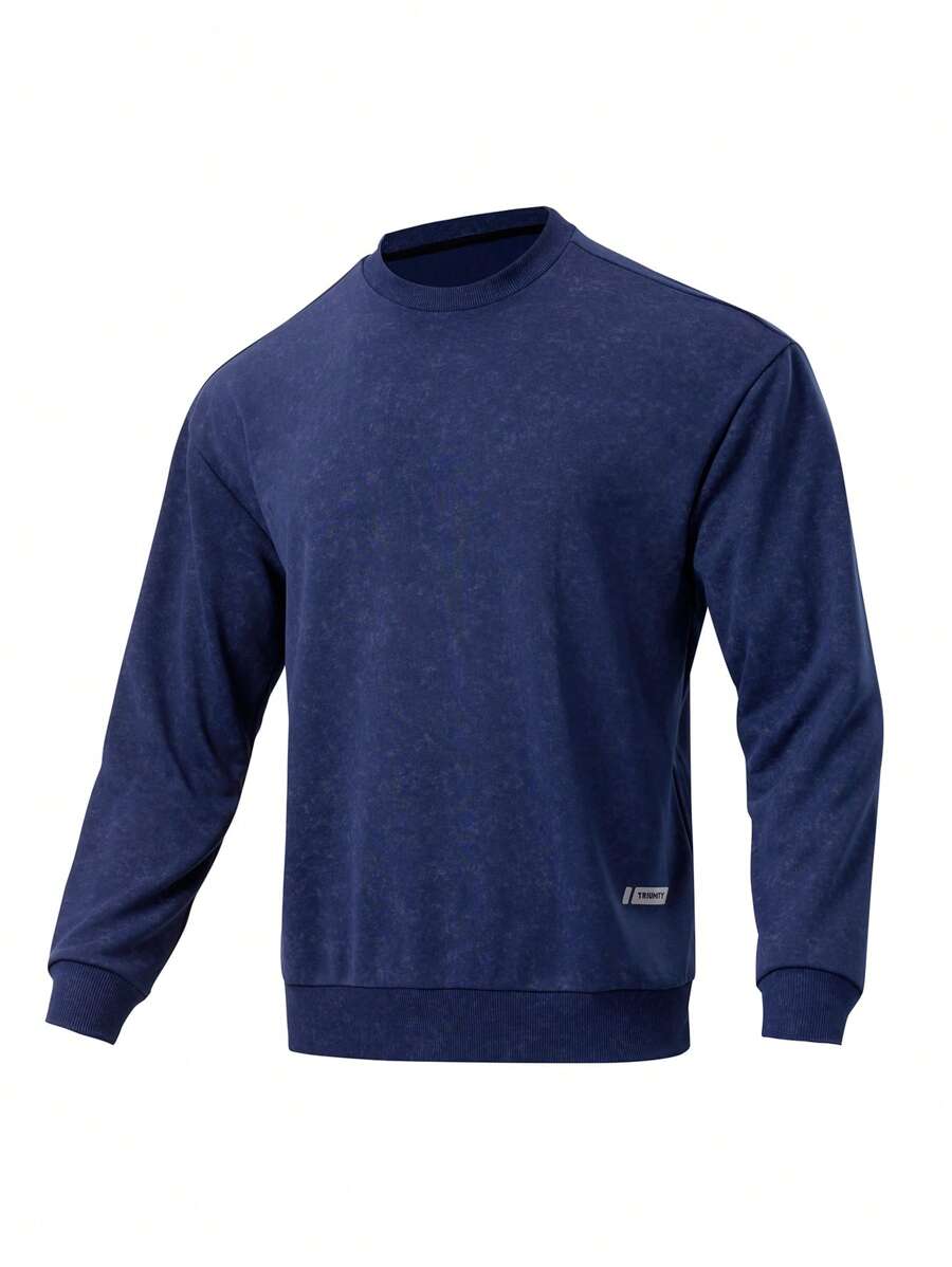 Manfinity Sport Corelite Men's Letter Print Crew Neck Long Sleeve Casual Fitness & Sports Sweatshirt - Royal Blue - View 1