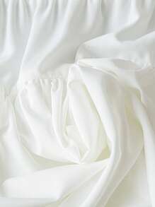 Celure Plus Size Women High Waist Bow Decor Puff Mini Skirt