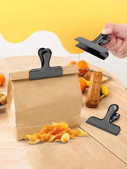 1pc Snack Sealing Tool Clip Bill Holder And Stationery Clip Stainless Steel Chip Clips, Bag Clips For Food, Heavy Duty Snack Clips Metal Clips To Seal Coffee Bags, Ideal For Office And Kitchen Use, Binder Clips (2in/3in/4in)