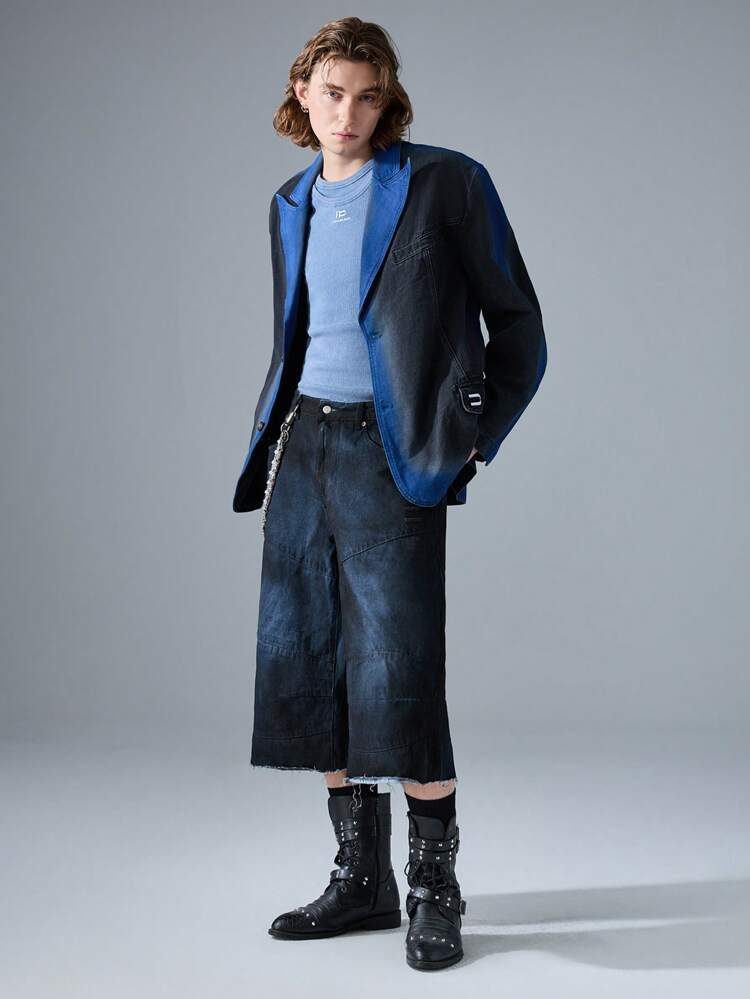 Men's Casual Loose Woven Wide Leg Denim Shorts