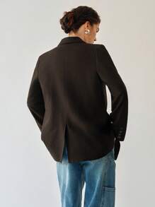 Uhlyne Giacca casual da donna slim fit con colletto a rever, doppiopetto, in tessuto di lino intrecciato, maniche lunghe
