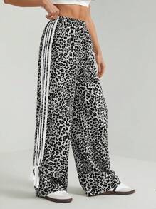 SHEIN Tall 女士休闲豹纹侧蝴蝶结裤