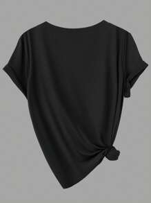 Calvaya Plus Size Casual Versatile Simple Round Neck Short Sleeve T-Shirt - Multicolor - View 3