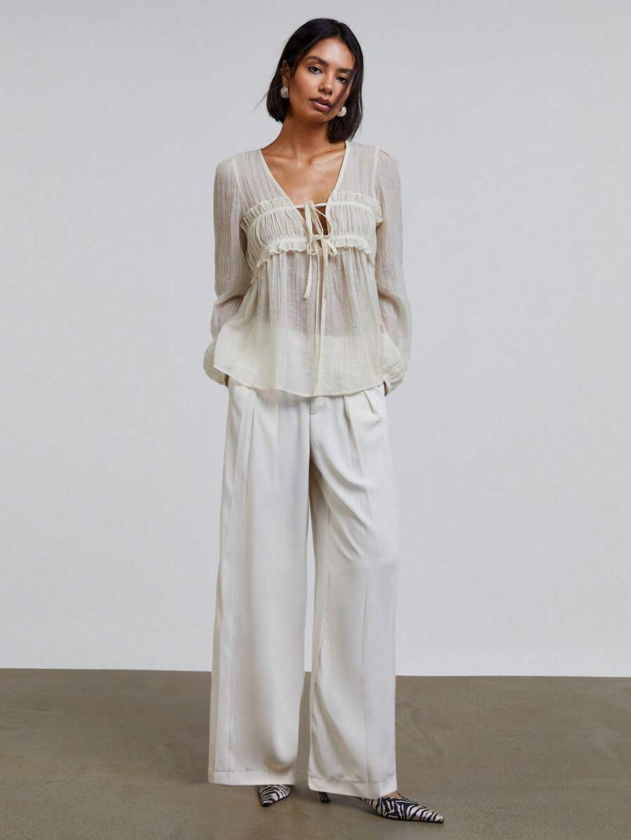 Athîral Women's Solid Color Pocket Straight Leg Simple Casual Pants