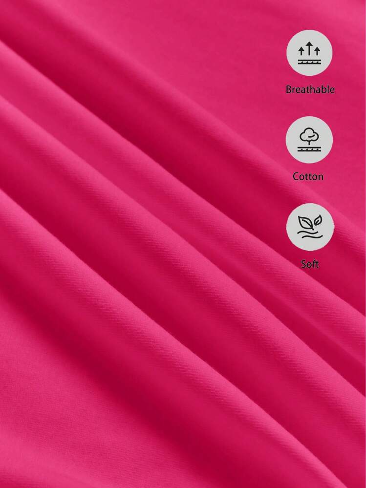 SHEIN Young Girls' Casual Cartoon Pattern Sleeveless Crew Neck Tank Top, Suitable For Summer - Hot Pink - View 4